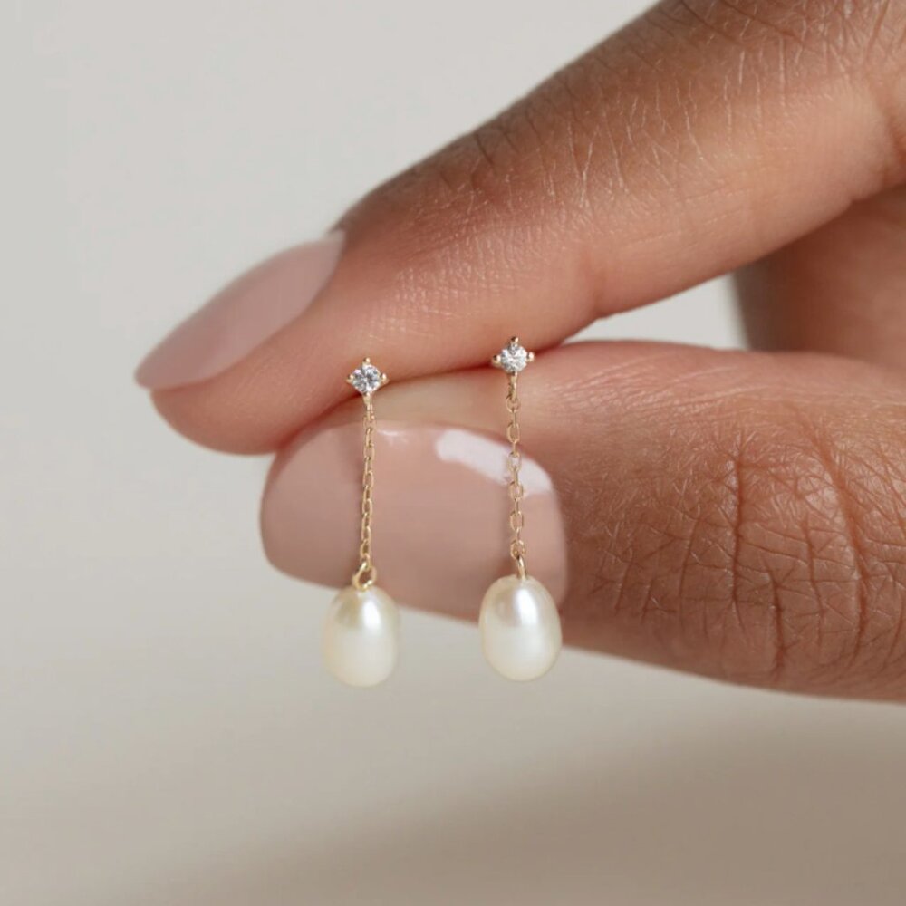 Local Eclectic 9k Gold Earrings With Sapphires and Pearls